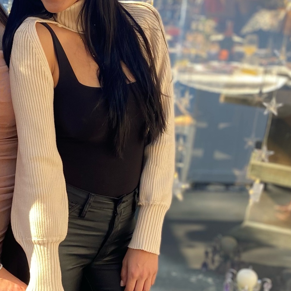 Turtleneck sweater sleeves